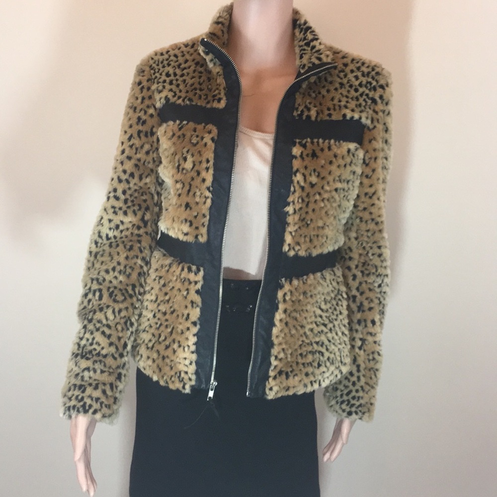 A.B.S. Vintage Leopard Faux Fur Animal Print Jacket
